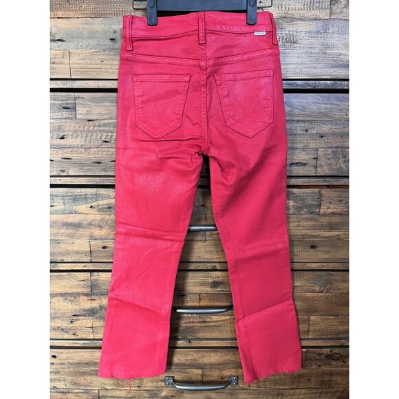 Mother Jeans Women's Sz 24 Red The Insider Crop Step Fray Distressed Hem - Picture 3 of 10